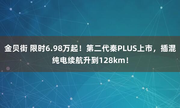 金贝街 限时6.98万起！第二代秦PLUS上市，插混纯电续航升到128km！