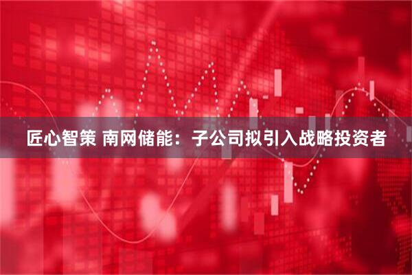 匠心智策 南网储能：子公司拟引入战略投资者