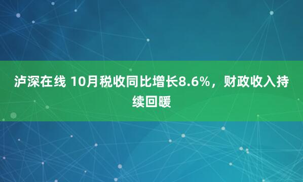 泸深在线 10月税收同比增长8.6%，财政收入持续回暖