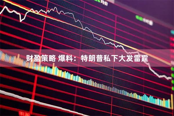 财盈策略 爆料：特朗普私下大发雷霆